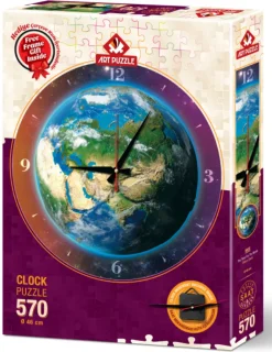 Art Puzzle Speciale Vorm|Puzzel + Extra Item<Puzzelklok - Wereld van Tijd - puzzel en klok van 570 stukjes
