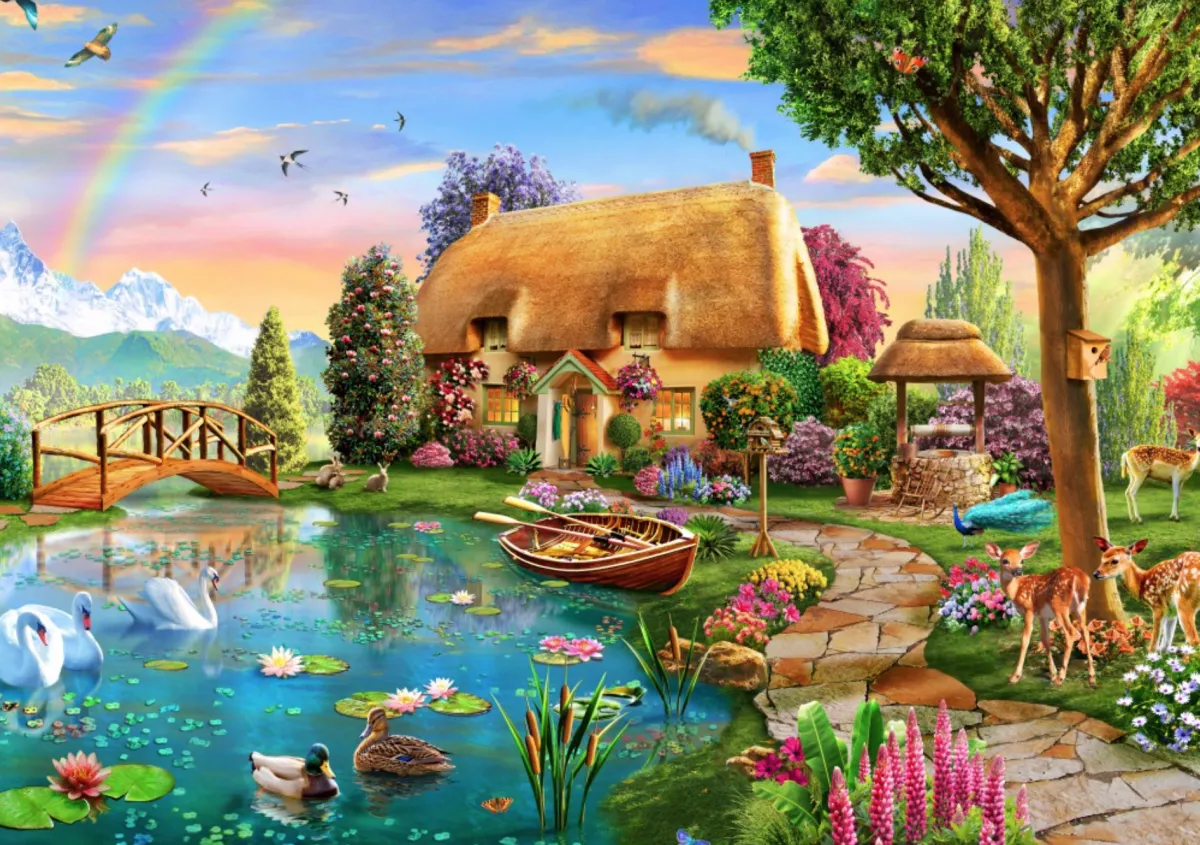 Bluebird Puzzle Fantasy|2000 En Meer<Cottage aan het meer - puzzel van 6000 stukjes