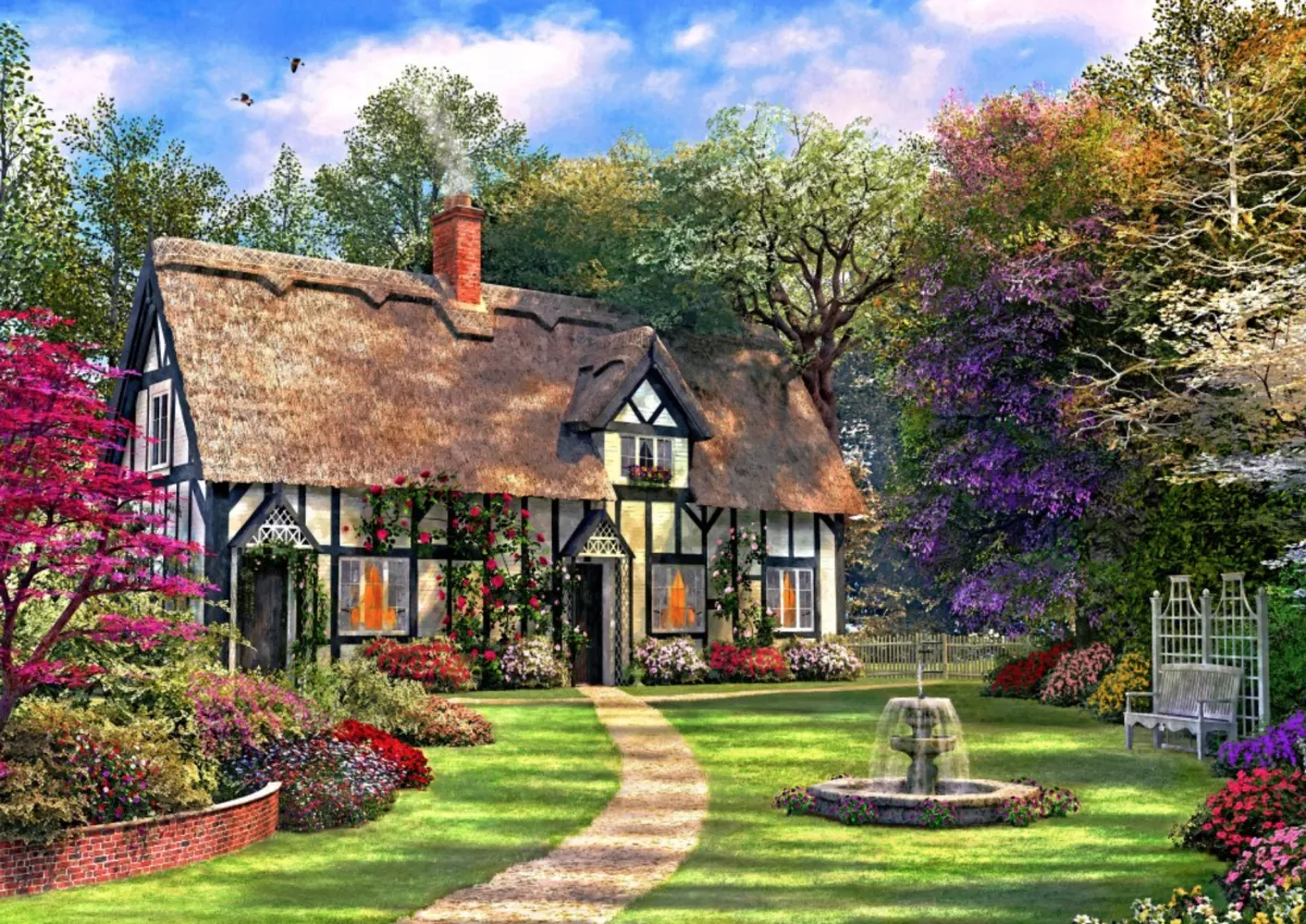 Bluebird Puzzle Steden En Gebouwen|2000 En Meer<De verborgen cottage - puzzel van 2000 stukjes