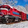 Bluebird Puzzle Landschappen|1500-1999<Rode trein in de sneeuw - puzzel van 1500 stukjes