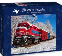 Bluebird Puzzle Landschappen|1500-1999<Rode trein in de sneeuw - puzzel van 1500 stukjes