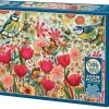Cobble Hill Tekening|Dieren<Briesje in de bloementuin - puzzel van 500 XL stukjes