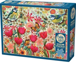 Cobble Hill Tekening|Dieren<Briesje in de bloementuin - puzzel van 500 XL stukjes