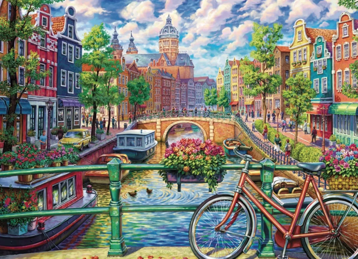 Cobble Hill Steden En Gebouwen|1000-1499<Gracht in Amsterdam - puzzel van 1000 stukjes
