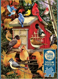 Cobble Hill Tekening|Dieren<Herfst Vogelhuisje - puzzel van 500 XL stukjes