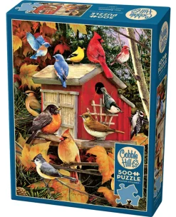 Cobble Hill Tekening|Dieren<Herfst Vogelhuisje - puzzel van 500 XL stukjes