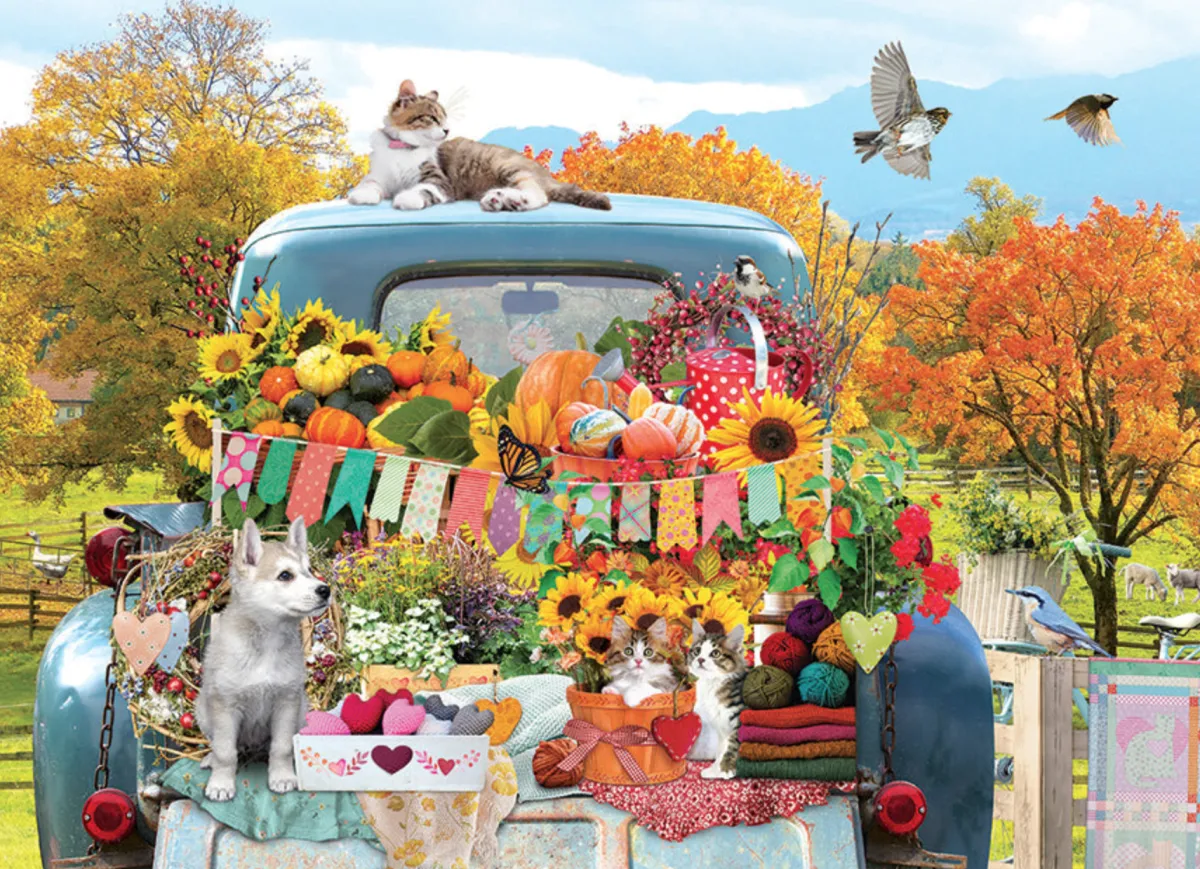 Cobble Hill Tekening|500-999<Pick-up Truck in de herfst - puzzel van 500 XL stukjes