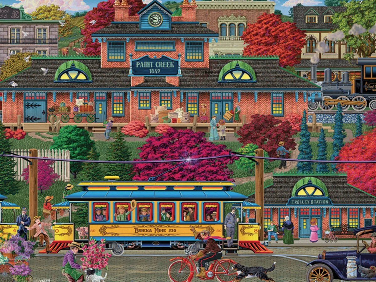 Cobble Hill Tekening|100-499<Trolley Station - puzzel van 275 XXL stukjes
