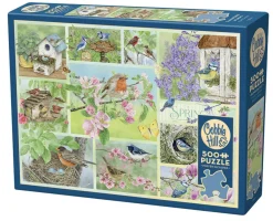Cobble Hill Tekening|Dieren<Tuinvogels in de Lente - puzzel van 500 XL stukjes