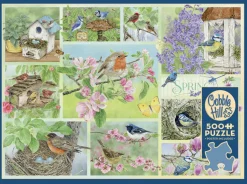 Cobble Hill Tekening|Dieren<Tuinvogels in de Lente - puzzel van 500 XL stukjes