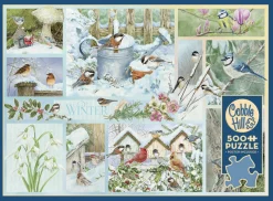 Cobble Hill Tekening|Dieren<Tuinvogels in de Winter - puzzel van 500 XL stukjes
