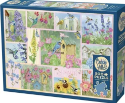 Cobble Hill Tekening|Dieren<Tuinvogels in de Zomer - puzzel van 500 XL stukjes