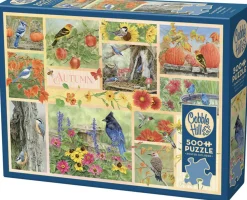 Cobble Hill Tekening|Dieren<Tuinvogels in de Herfst - puzzel van 500 XL stukjes