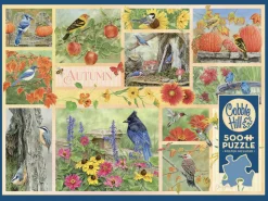 Cobble Hill Tekening|Dieren<Tuinvogels in de Herfst - puzzel van 500 XL stukjes