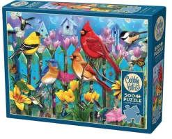 Cobble Hill Tekening|Dieren<Vogels op het hek - puzzel van 500 XL stukjes