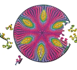 Curiosi Dubbelzijdige Puzzel|Speciale Vorm<Hippie - Dubbelzijdige Ronde puzzel in hout - 88 stukjes