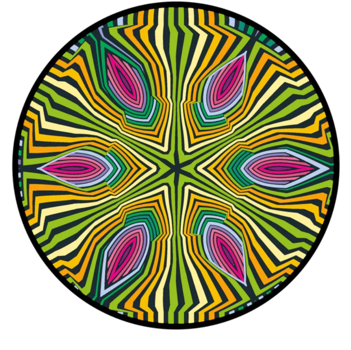 Curiosi Dubbelzijdige Puzzel|Speciale Vorm<Hippie - Dubbelzijdige Ronde puzzel in hout - 88 stukjes