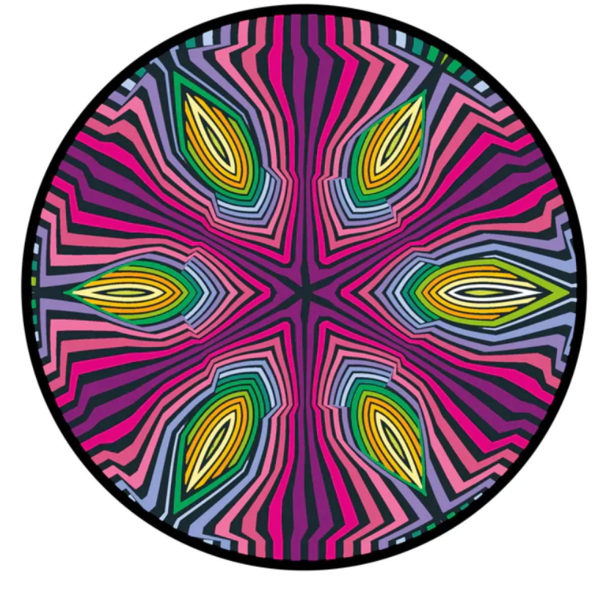 Curiosi Dubbelzijdige Puzzel|Speciale Vorm<Hippie - Dubbelzijdige Ronde puzzel in hout - 88 stukjes