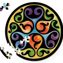 Curiosi Dubbelzijdige Puzzel|Speciale Vorm<Knoppen - Dubbelzijdige Ronde puzzel in hout - 88 stukjes