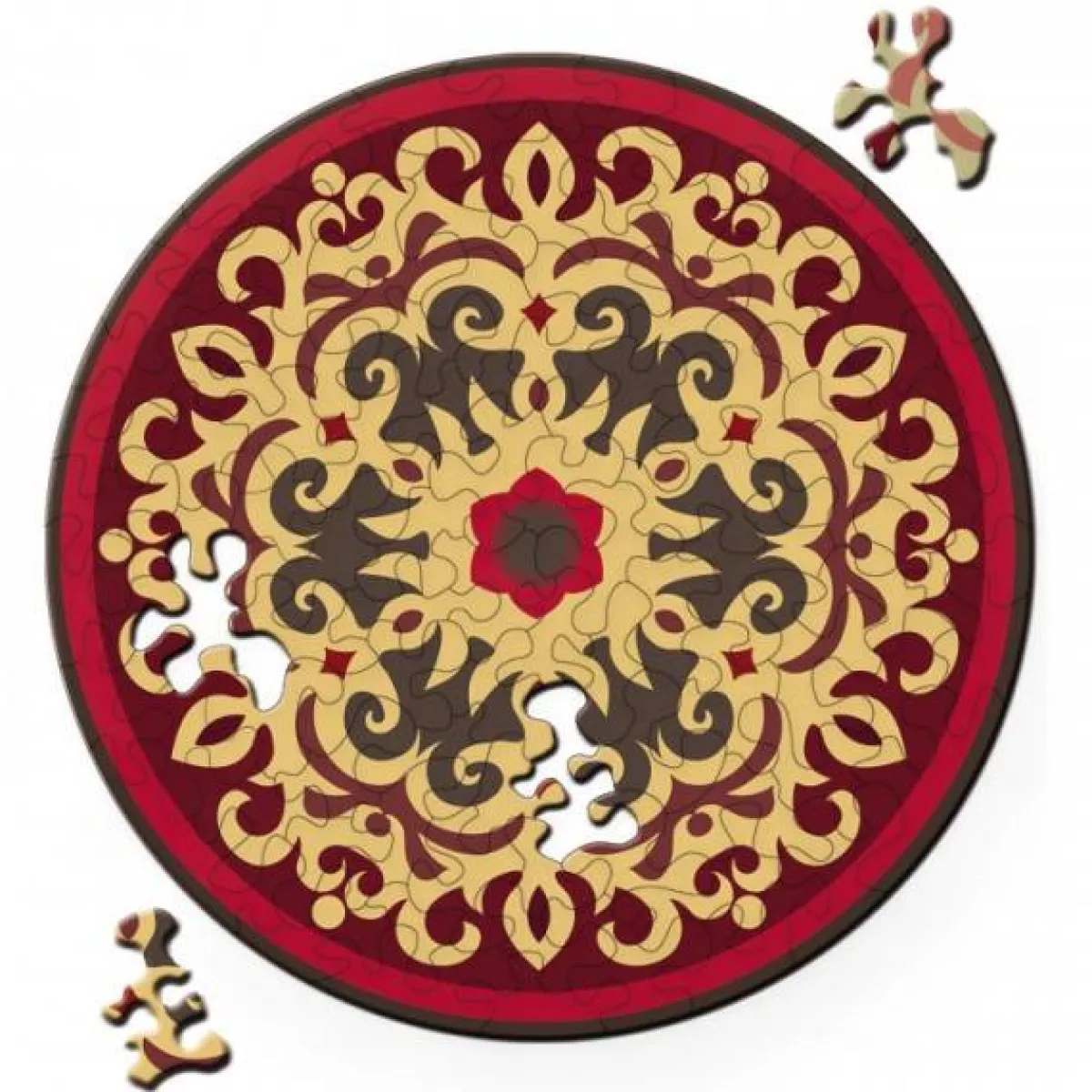 Curiosi Dubbelzijdige Puzzel|Speciale Vorm<Puzzel Double Rose - Dubbelzijdige Ronde puzzel in hout - 88 stukjes
