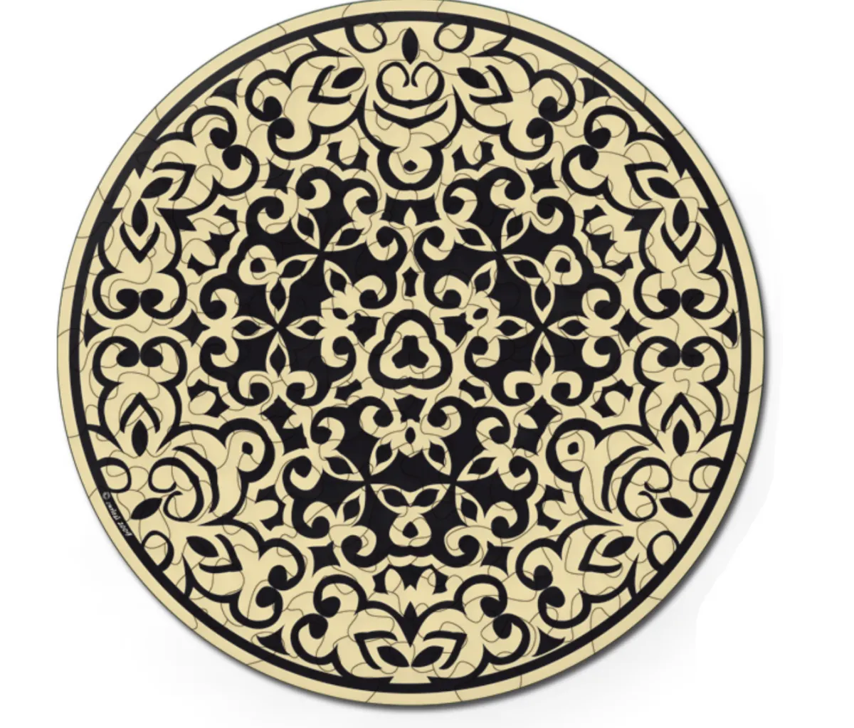 Curiosi Dubbelzijdige Puzzel|Speciale Vorm<Zand - Dubbelzijdige Ronde puzzel in hout - 88 stukjes