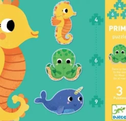 Kinderen Djeco Dieren|Legpuzzels<3 puzzels dieren in de zee - 4, 6 en 9 stukjes