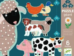 Kinderen Djeco Speciale Vorm|Dieren<6 reuzengrote puzzels van boerderijdieren - 9, 12 en 15 stukjes
