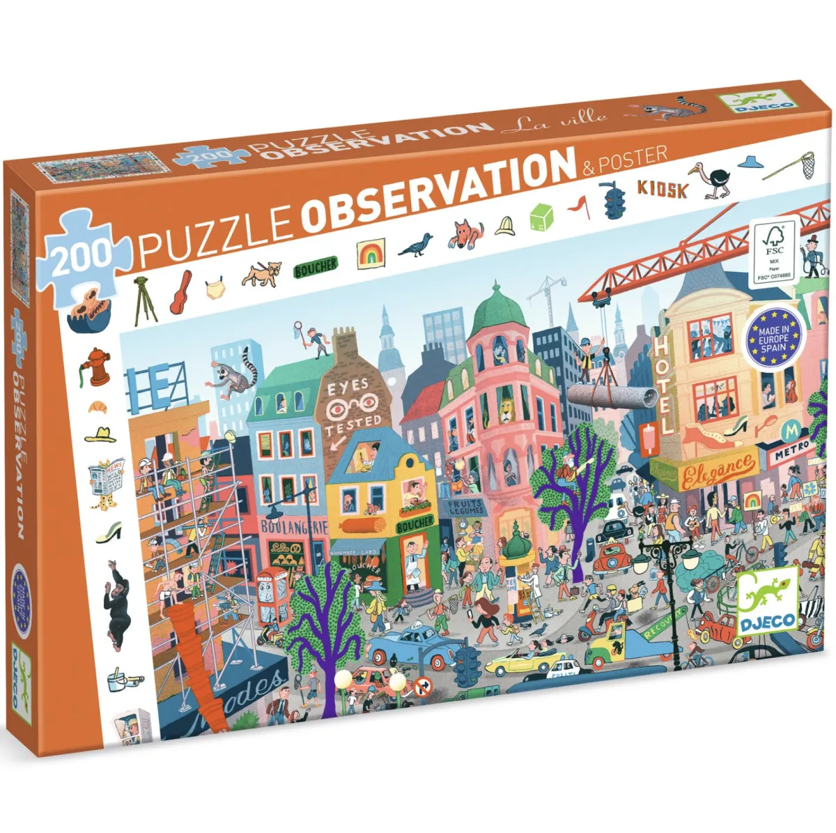 Kinderen Djeco Legpuzzels|100-499<De stad - Observatie puzzel van 200 stukjes