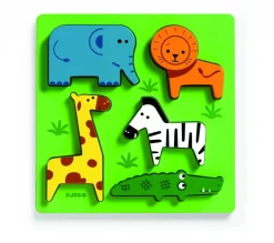 Kinderen Djeco Dieren|Houten Insteekpuzzels<Dieren uit Afrika - 5 stukjes