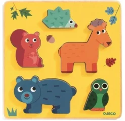 Kinderen Djeco Dieren|Houten Insteekpuzzels<Dieren uit het bos - 5 stukjes