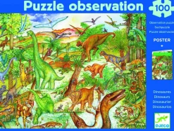Kinderen Djeco Puzzel + Extra Item|Dieren<Dinosaurussen - puzzel van 100 stukjes