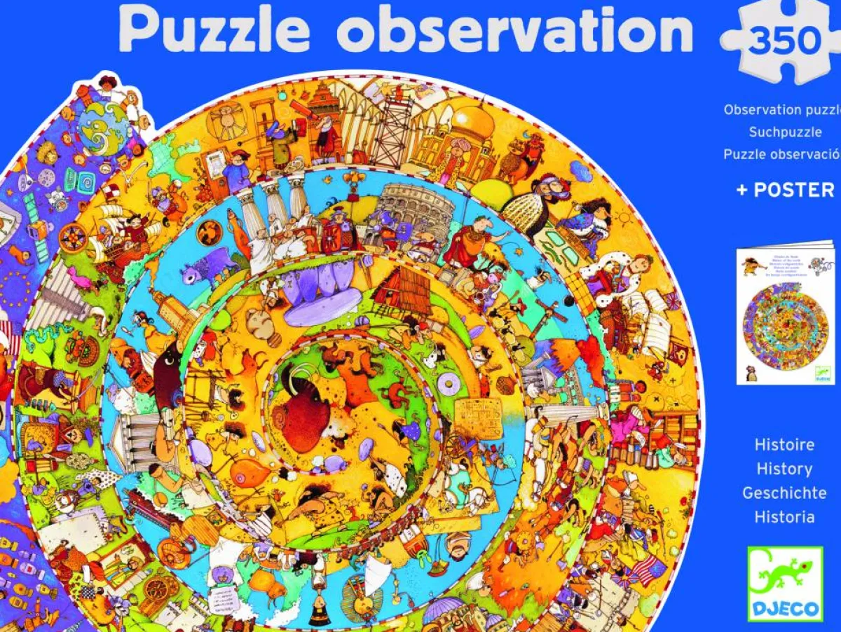 Kinderen Djeco Speciale Vorm|Astrologie & Wereldkaarten<Een rondje geschiedenis - puzzel van 350 stukjes