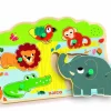 Kinderen Djeco Puzzel + Extra Item|Speciale Vorm<Geluidenpuzzel - de Zoo - 5 stukjes
