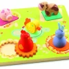 Kinderen Djeco Dieren|Houten Insteekpuzzels<Grappige dierenvormpjes 'boerderij' - 5 stukjes