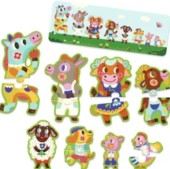 Djeco Speciale Vorm|2-99<Groot en klein op de boerderij - 8 puzzels van 2 stukjes