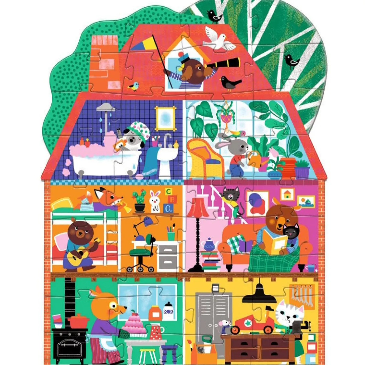 Kinderen Djeco Vloerpuzzels|Legpuzzels<Het huis van de kleine vriendjes - Reuzepuzzel van 36 stukjes