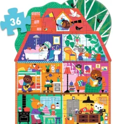 Kinderen Djeco Vloerpuzzels|Legpuzzels<Het huis van de kleine vriendjes - Reuzepuzzel van 36 stukjes