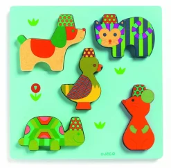 Kinderen Djeco Houten Insteekpuzzels|2-99<Hoedjes met stippen - 5 stukjes