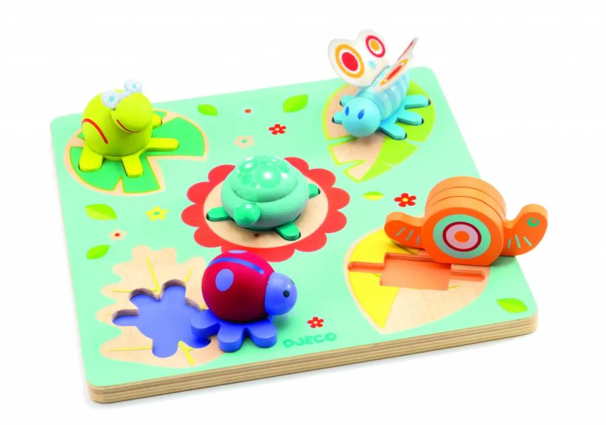 Kinderen Djeco Dieren|Houten Insteekpuzzels<Kriebelbeestjes 'Lilo' - 5 stukjes