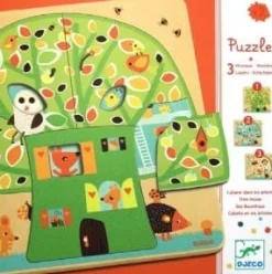 Kinderen Djeco Speciale Vorm|Dieren<Laagjespuzzel - Boom vol leven - 12 stukjes