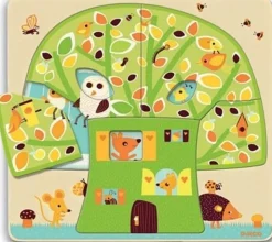 Kinderen Djeco Speciale Vorm|Dieren<Laagjespuzzel - Boom vol leven - 12 stukjes