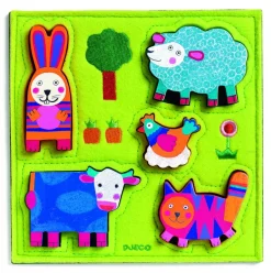 Kinderen Djeco Dieren|Houten Insteekpuzzels<Nouki en haar vriendjes - 5 stukjes