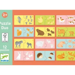 Kinderen Djeco Legpuzzels|2-99<Puzzel duo - Baby Diertjes - 12 x 2 stukjes
