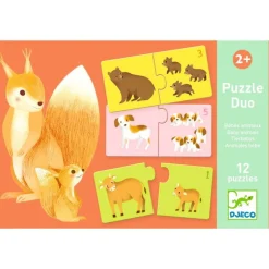 Kinderen Djeco Legpuzzels|2-99<Puzzel duo - Baby Diertjes - 12 x 2 stukjes