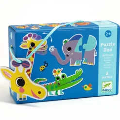 Kinderen Djeco Speciale Vorm|Legpuzzels<Puzzel duo - Bewegende Jungle dieren - 6 x 2 stukjes