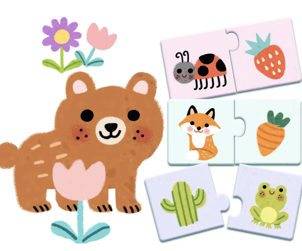 Kinderen Djeco Legpuzzels|2-99<Puzzel duo - Kleuren - 12 x 2 stukjes