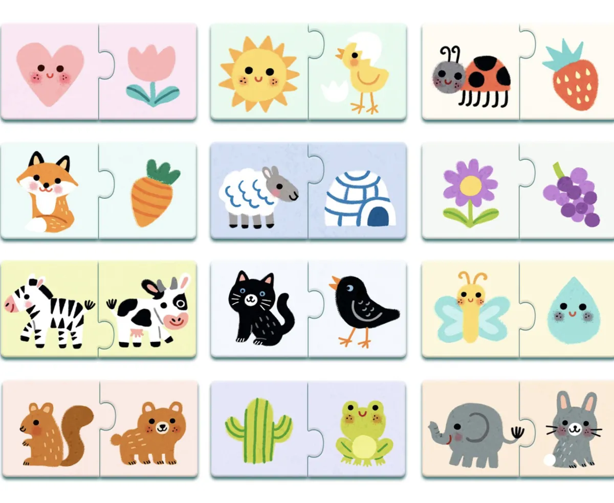 Kinderen Djeco Legpuzzels|2-99<Puzzel duo - Kleuren - 12 x 2 stukjes