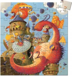 Kinderen Djeco Speciale Vorm|Legpuzzels<Ridder en de draak - puzzel van 54 stukjes