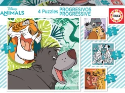 Kinderen Educa Disney, Pixar, Marvel|Legpuzzels<4 puzzels van de Disney dieren - 12, 16, 20 en 25 stukjes