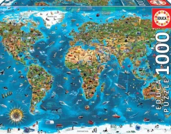 Educa Steden En Gebouwen|Astrologie & Wereldkaarten<1000 Wereldwonderen - puzzel 1000 stukjes
